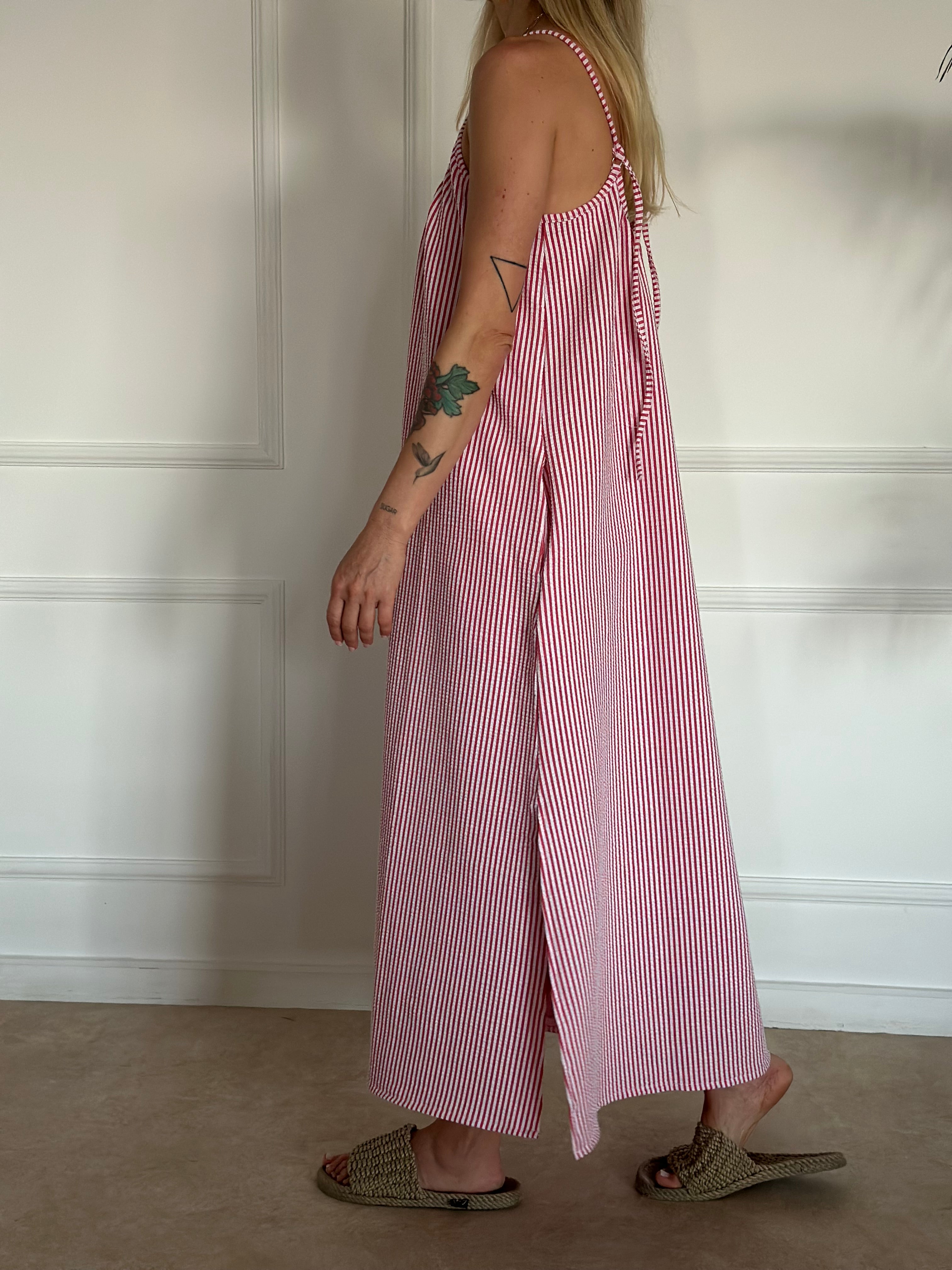 שמלת ELLA פסים אדומים