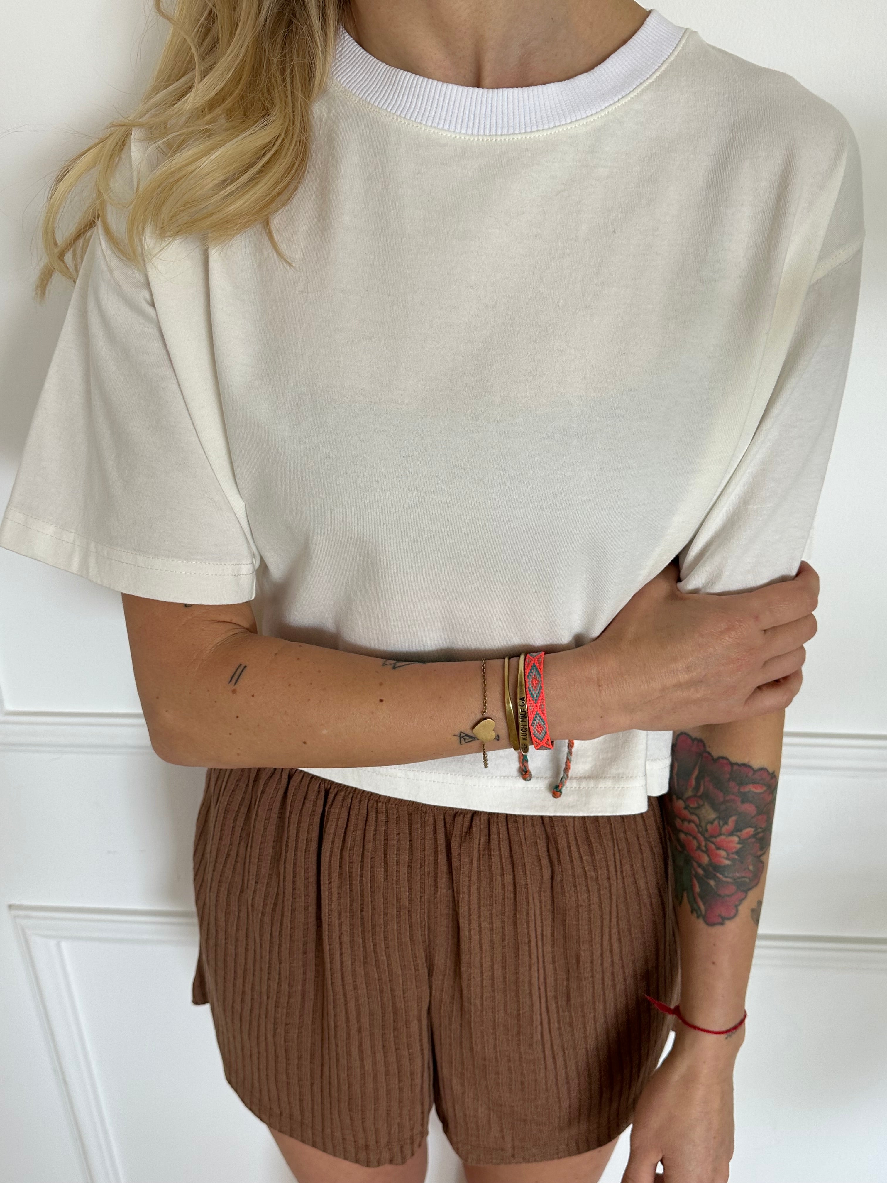 טי שירט קרופ שמנת