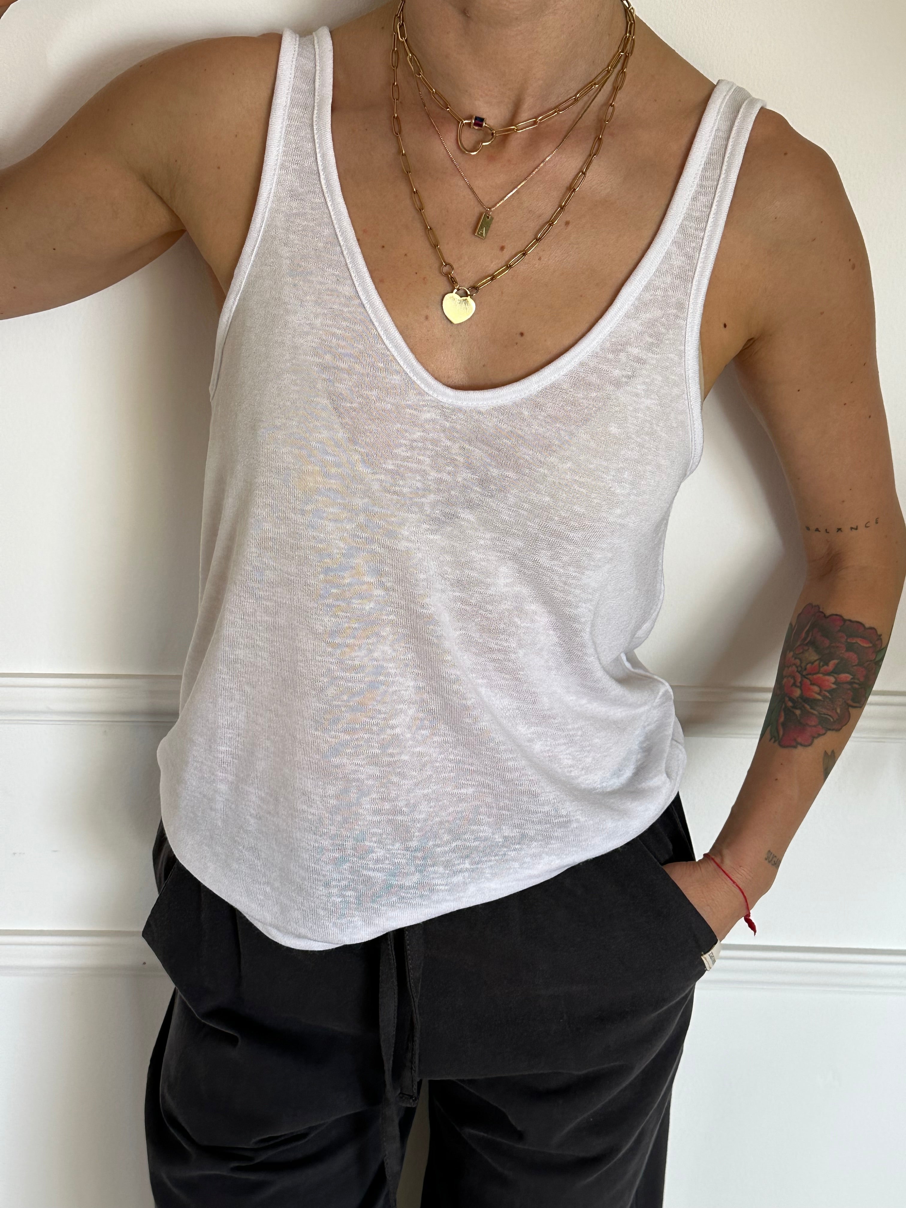 גופיית ניס סלאב פשתן לבנה