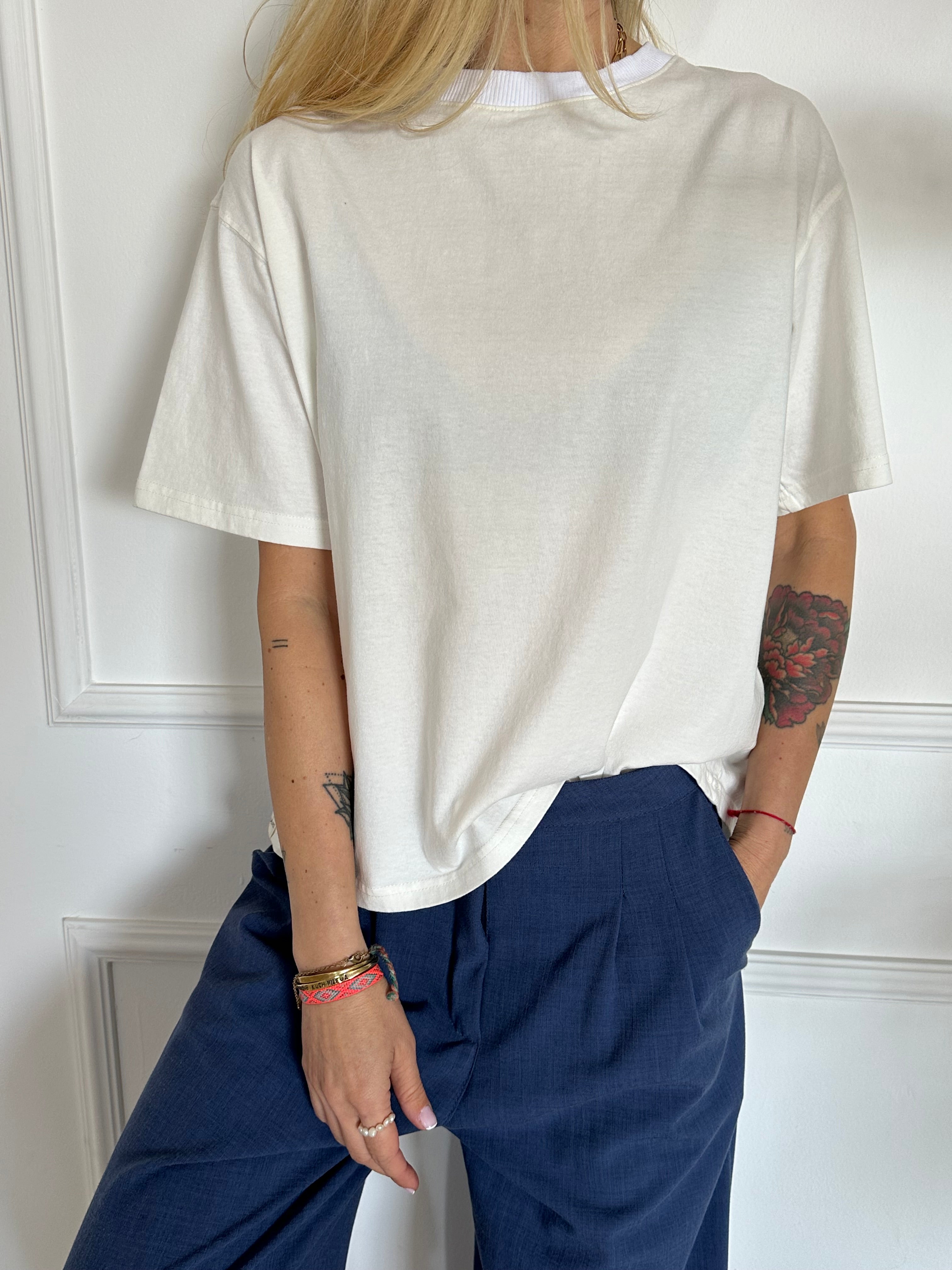 טי שירט NEW YORK סטון ווש שמנת