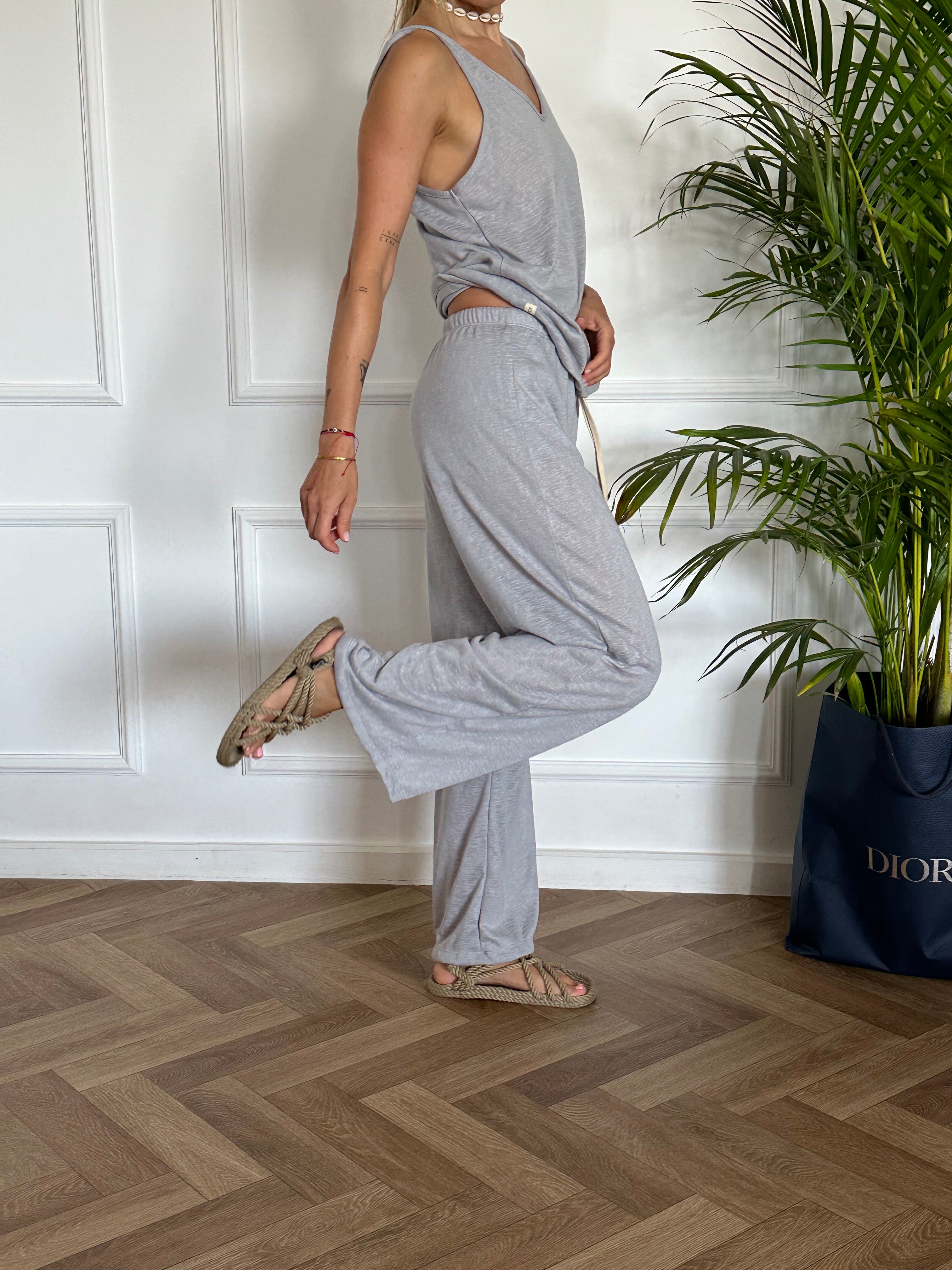 מכנסי ניס סלאב אפור אבן