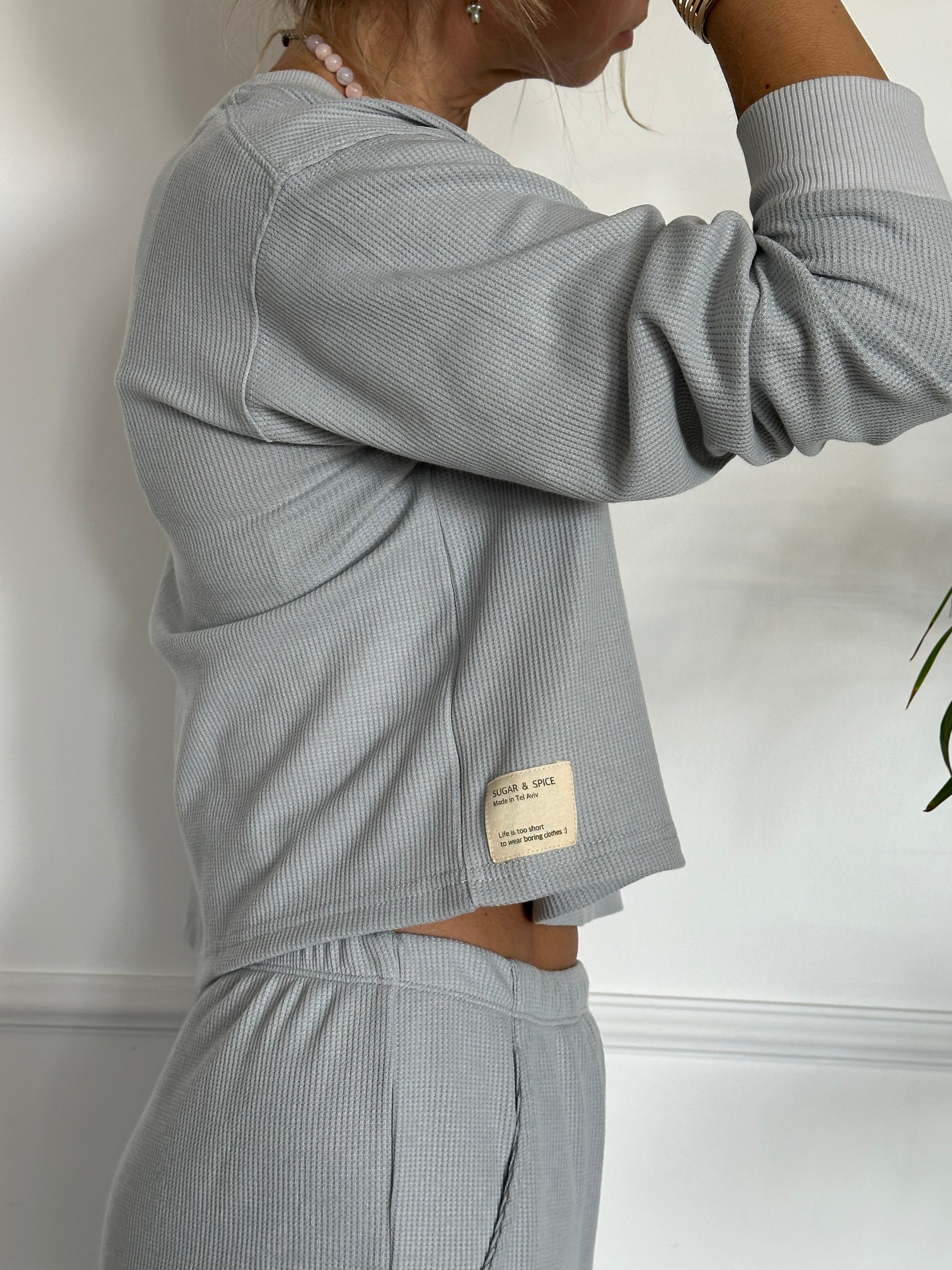 חולצת וופל תכלת