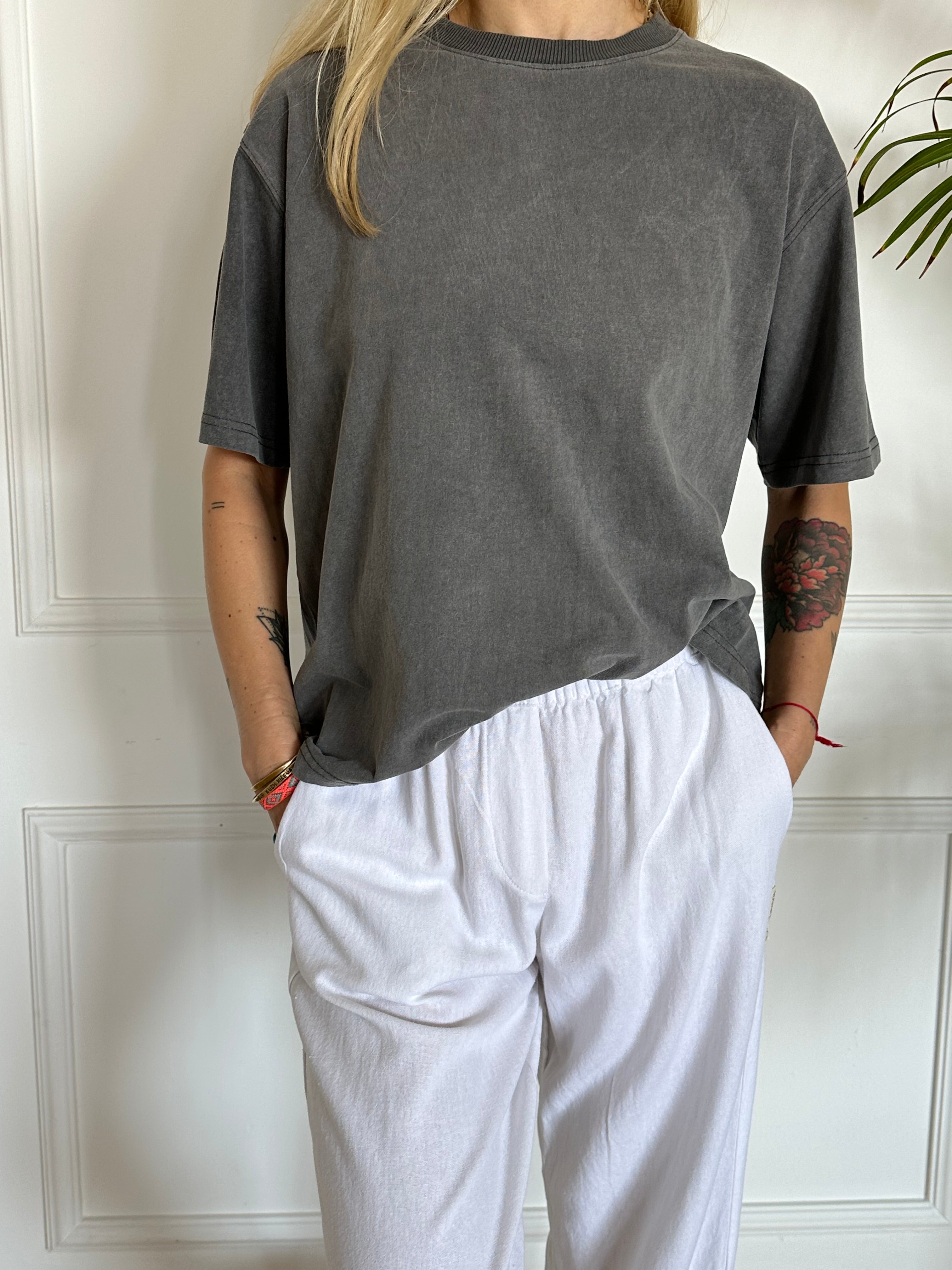 טי שירט NEW YORK אפורה סטון ווש