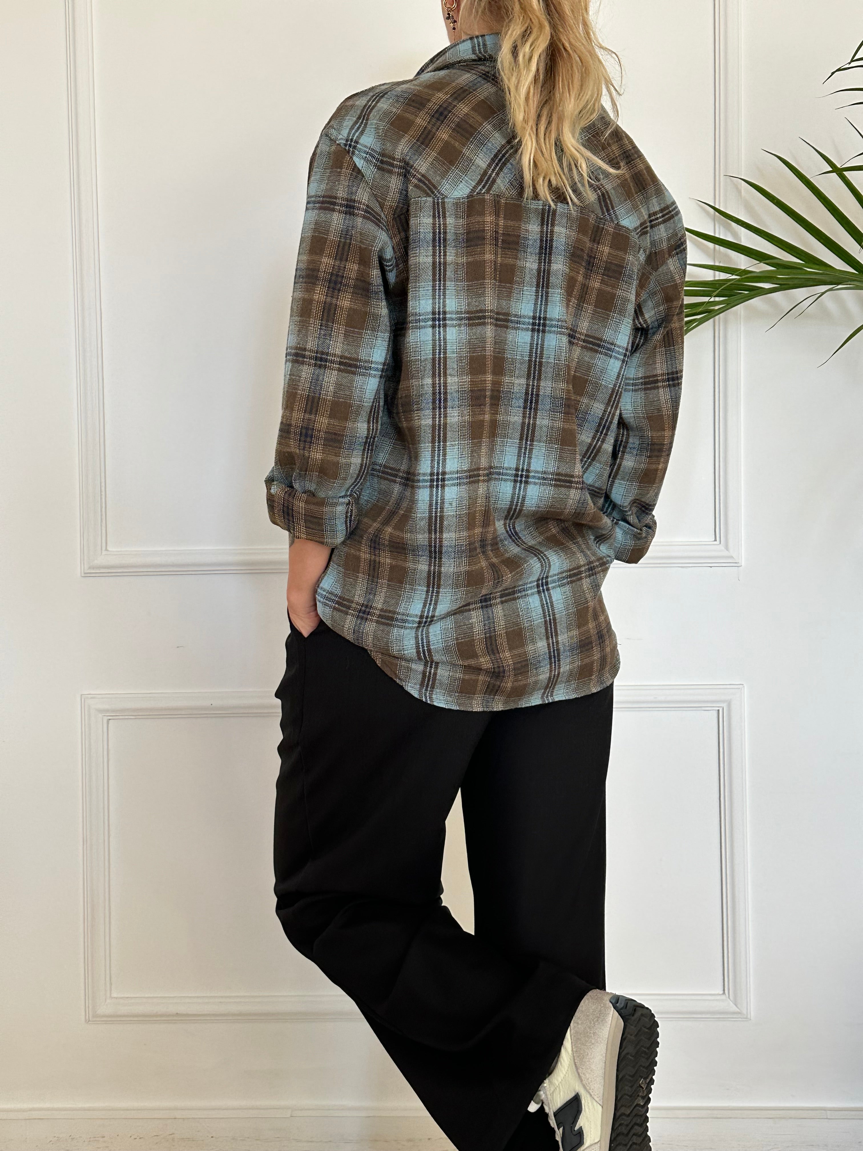 חולצת SOHO משבצות טורקיז