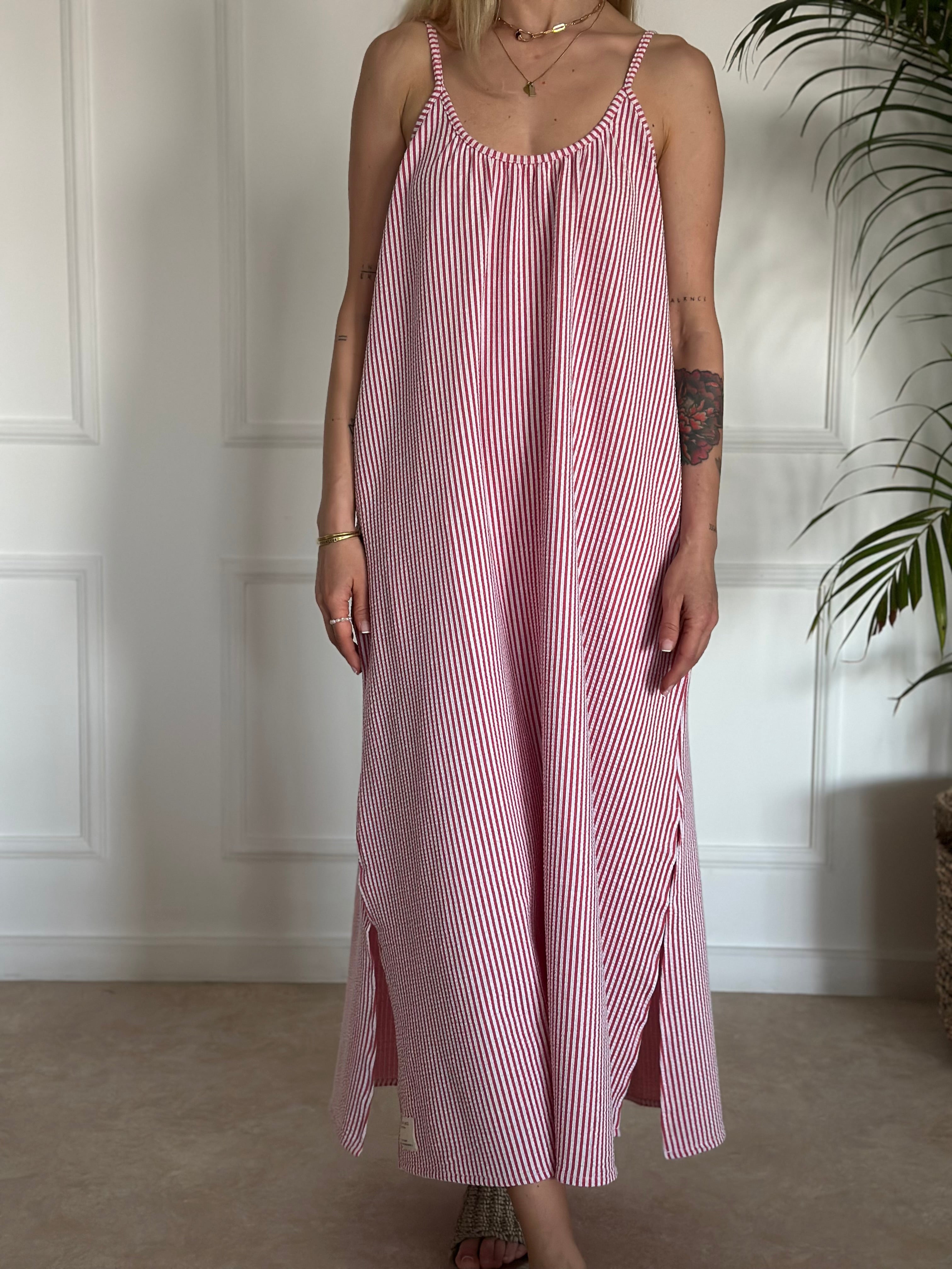 שמלת ELLA פסים אדומים