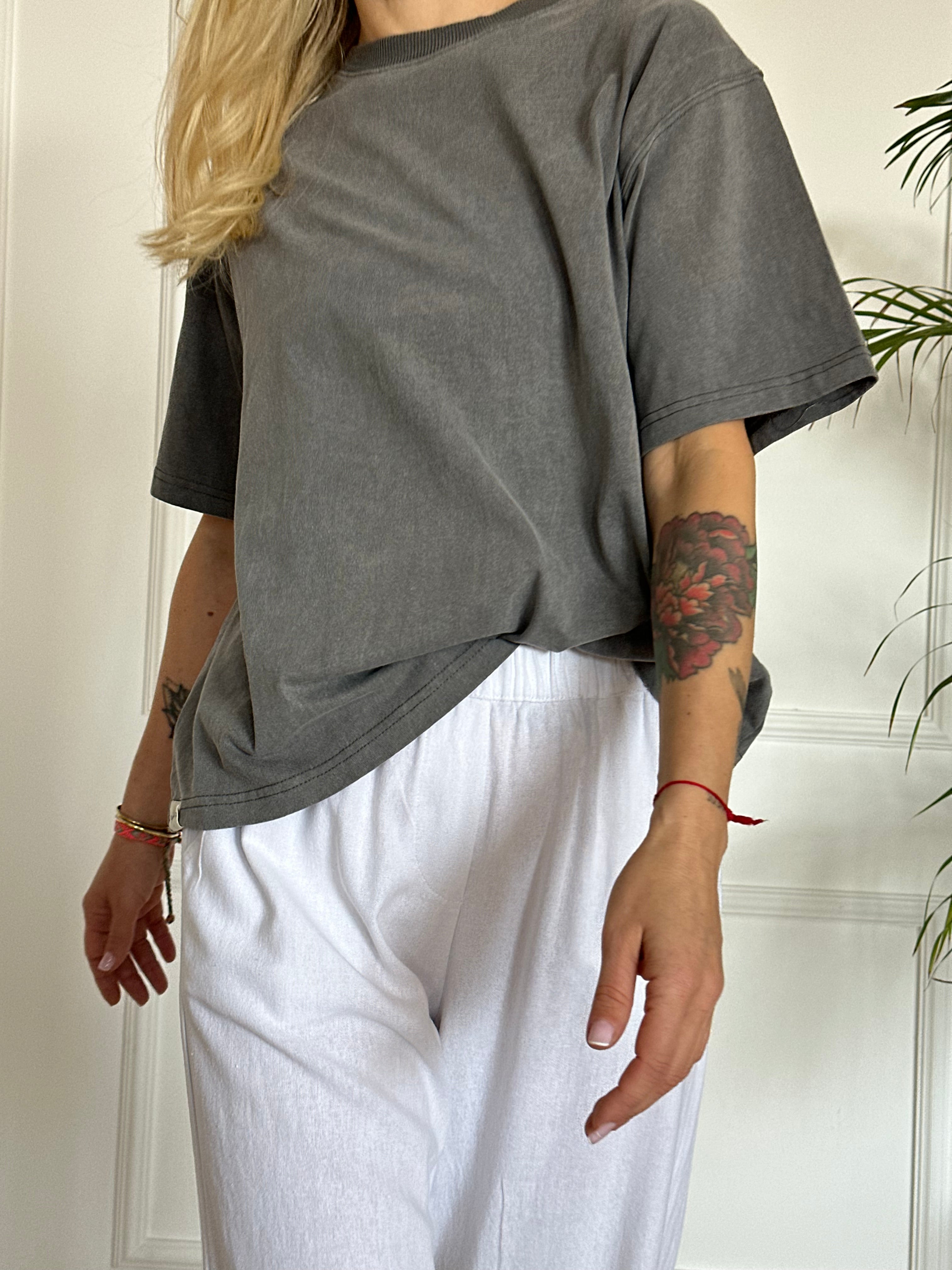 טי שירט NEW YORK אפורה סטון ווש