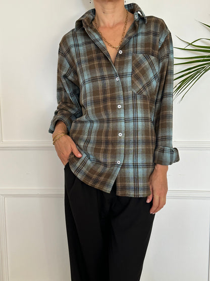 חולצת SOHO משבצות טורקיז