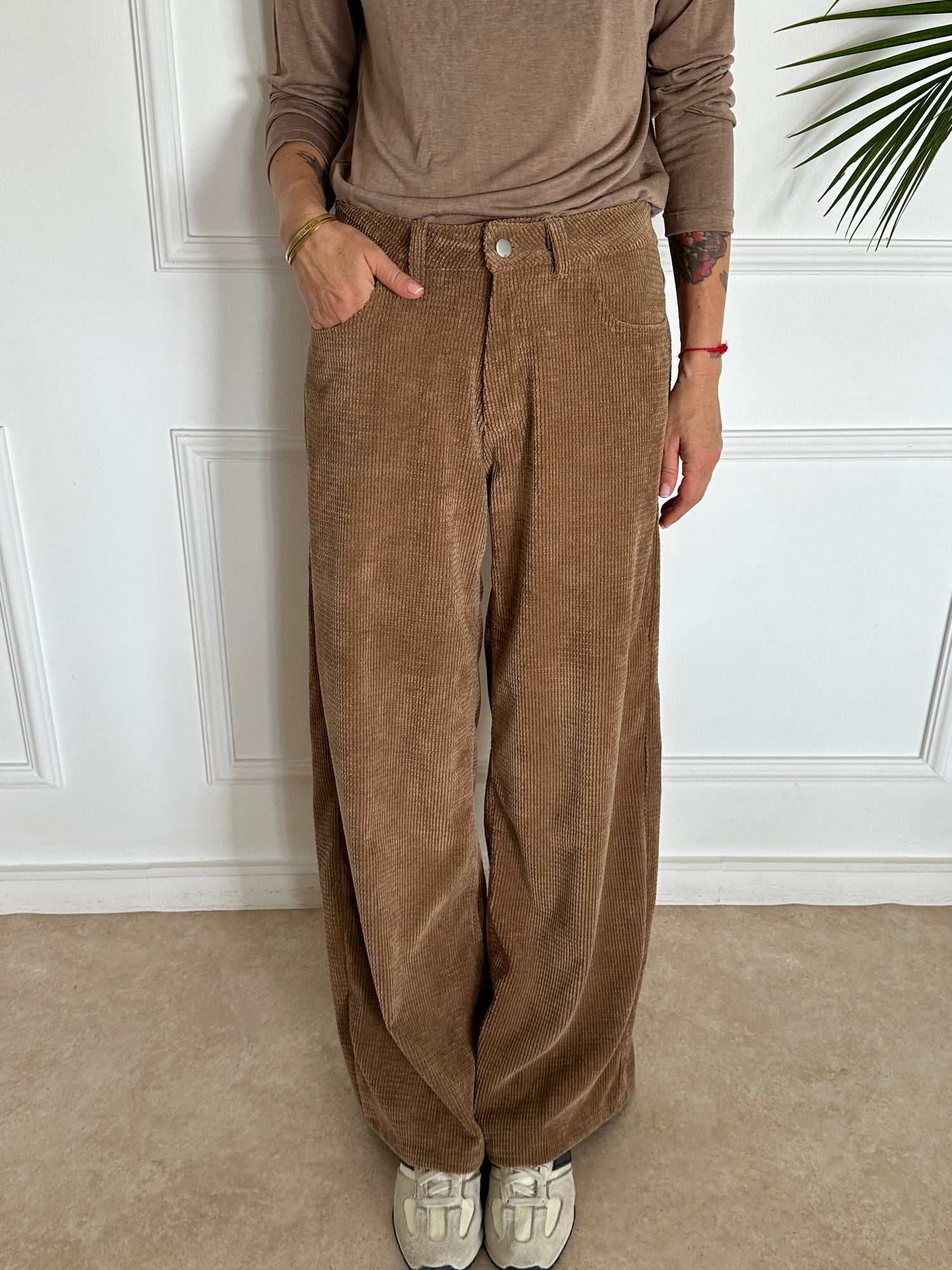 מכנסי קורדרוי קרמל
