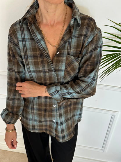 חולצת SOHO משבצות טורקיז