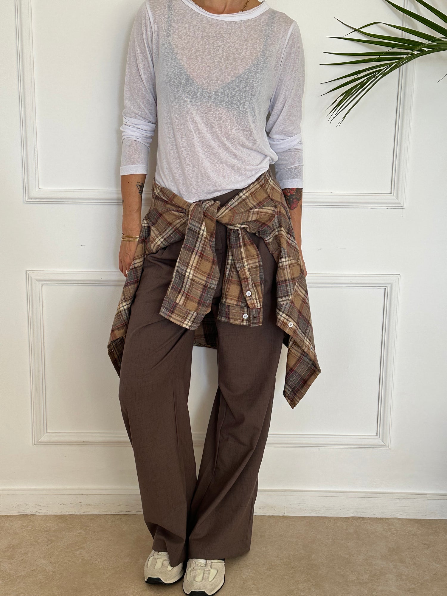 חולצת SOHO משבצות חומות