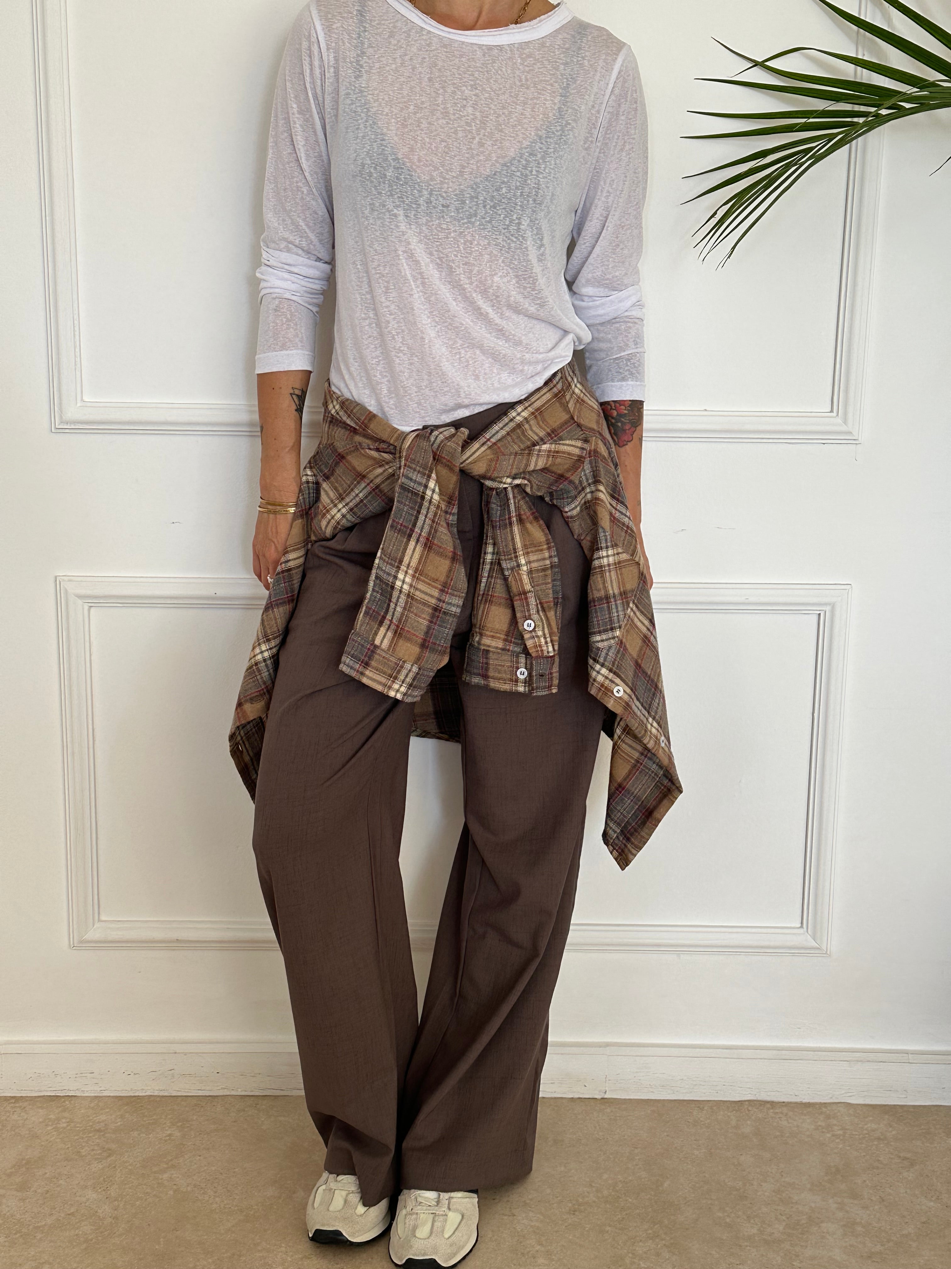 חולצת SOHO משבצות חומות