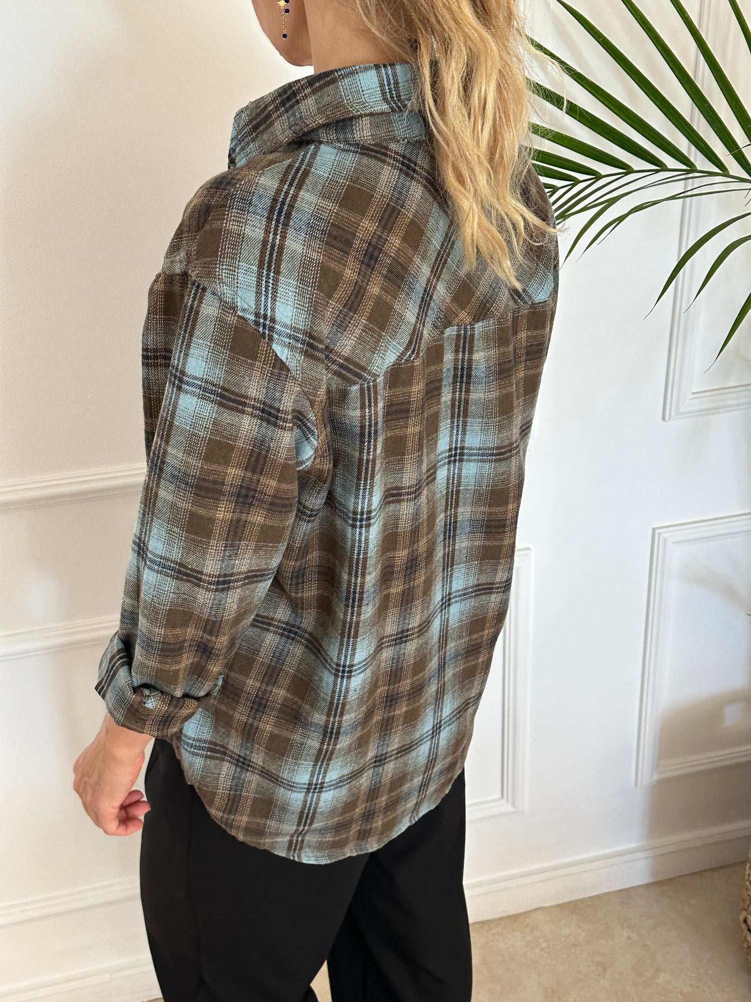 חולצת SOHO משבצות טורקיז