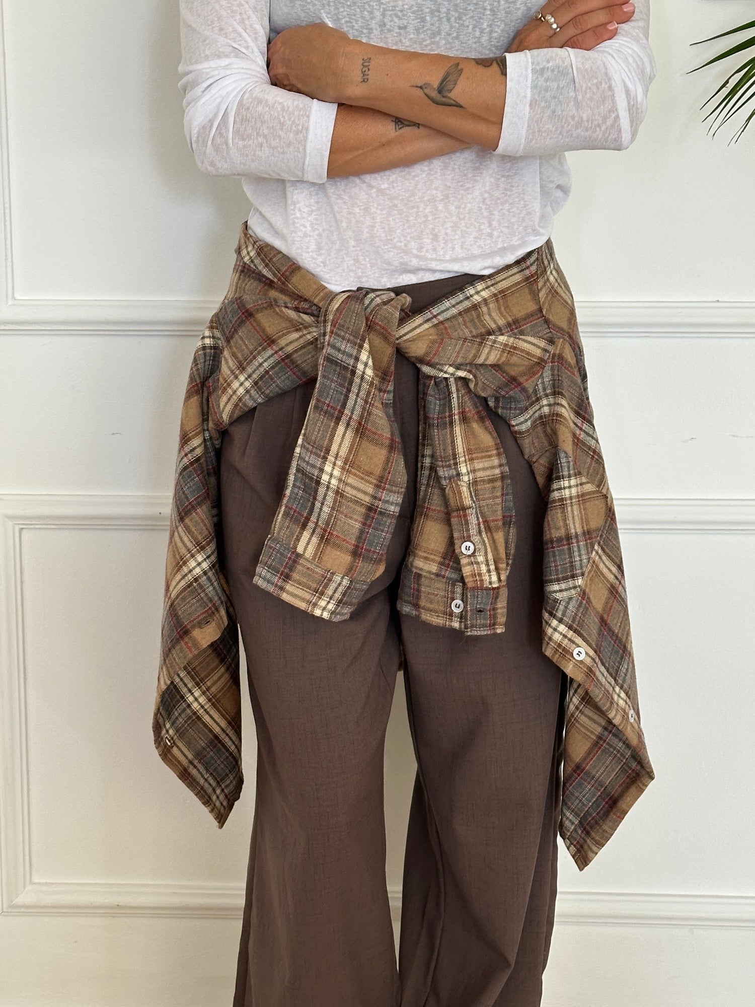 חולצת SOHO משבצות חומות