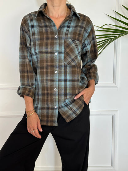 חולצת SOHO משבצות טורקיז