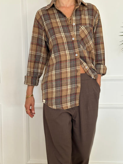 חולצת SOHO משבצות חומות