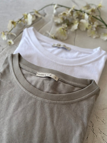 מארז 2 טי שירט כותנת עננים -לבן + אבן