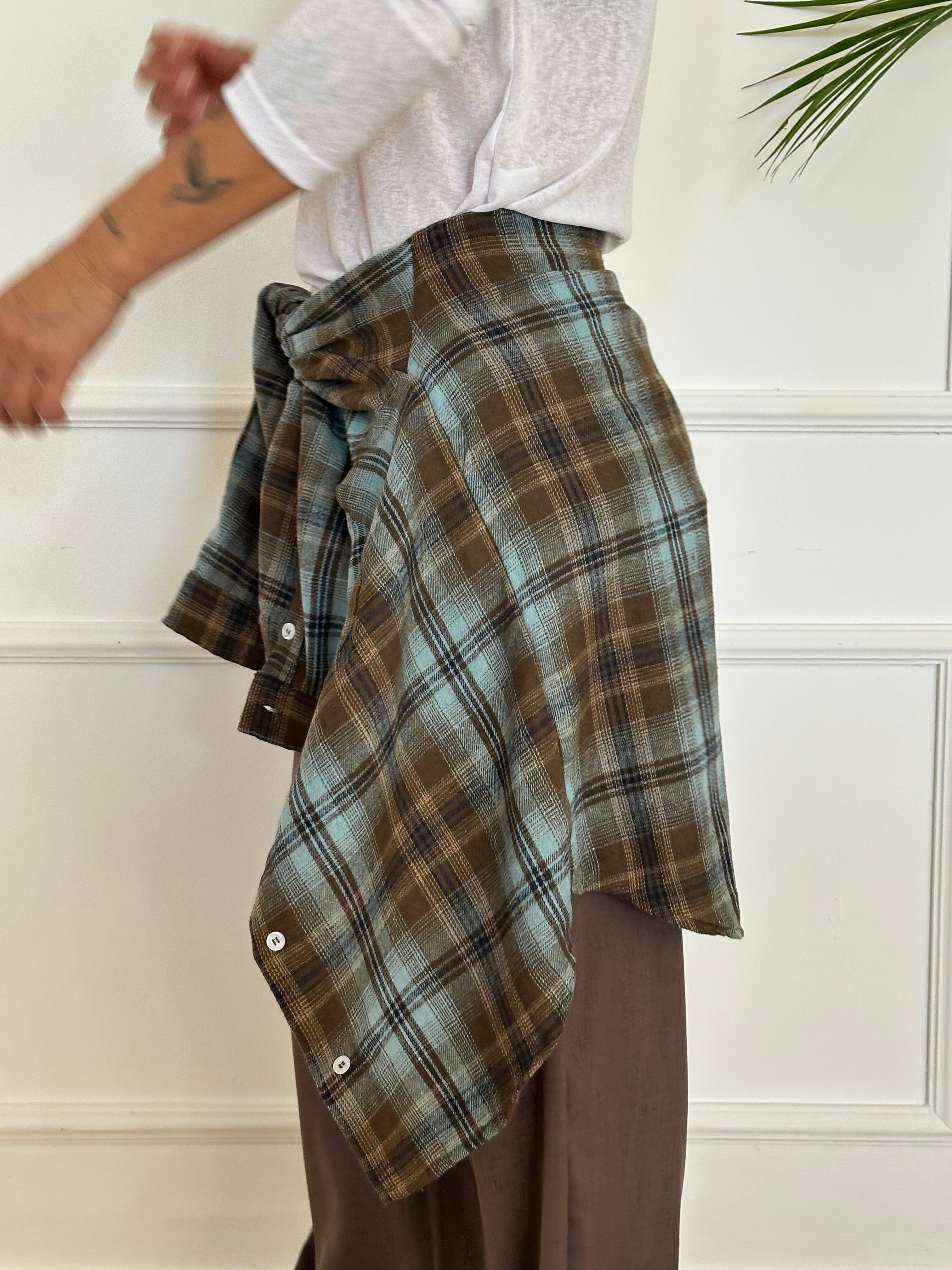 חולצת SOHO משבצות טורקיז