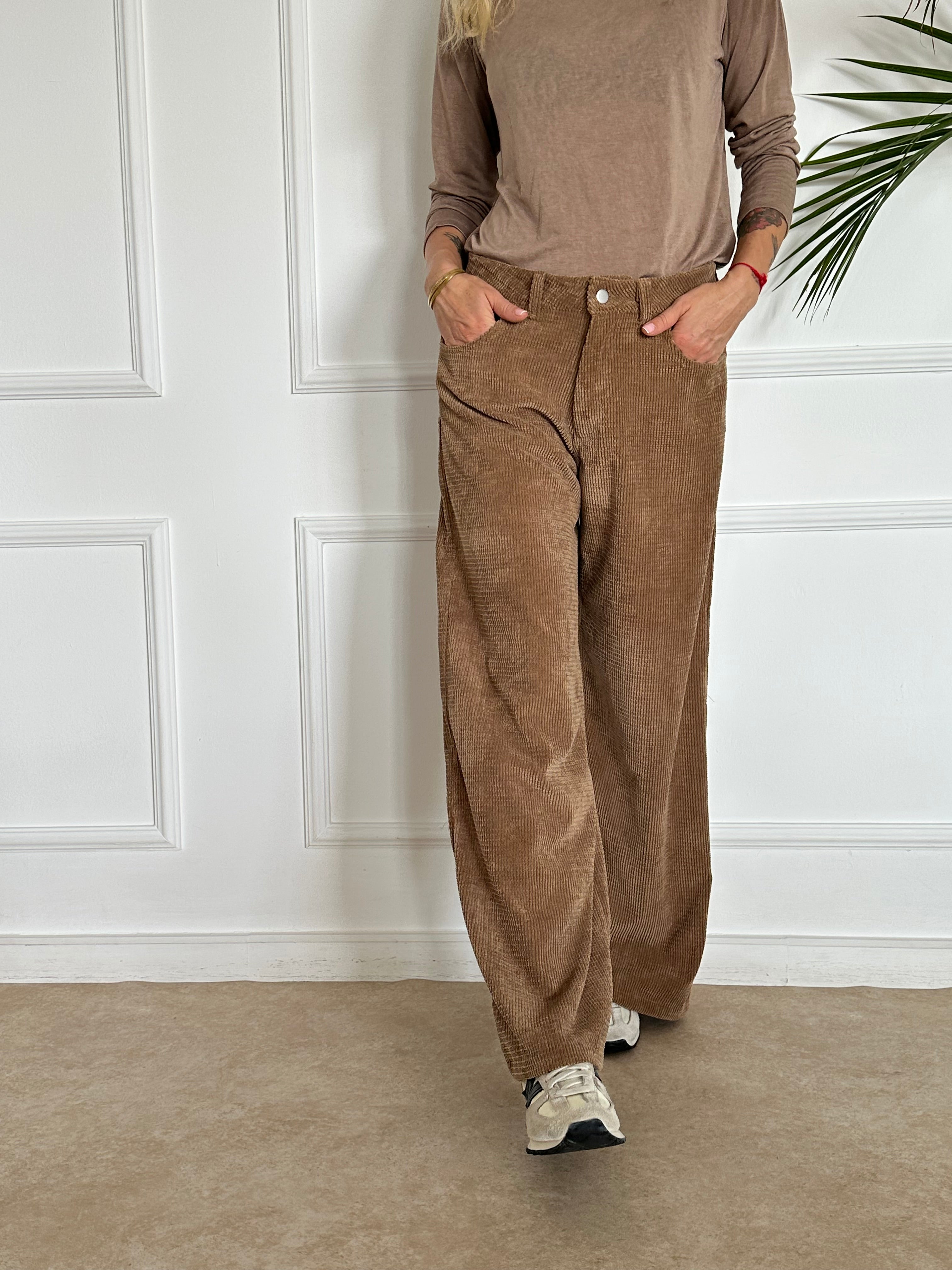 מכנסי קורדרוי קרמל