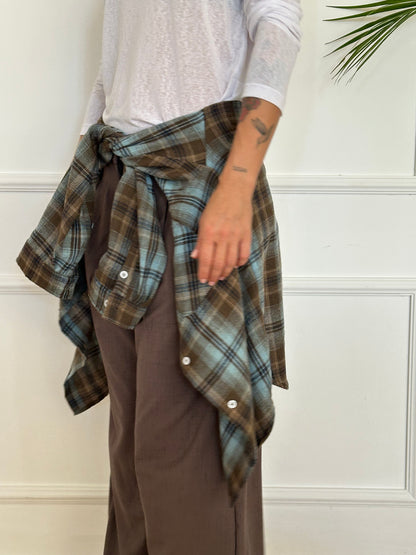 חולצת SOHO משבצות טורקיז