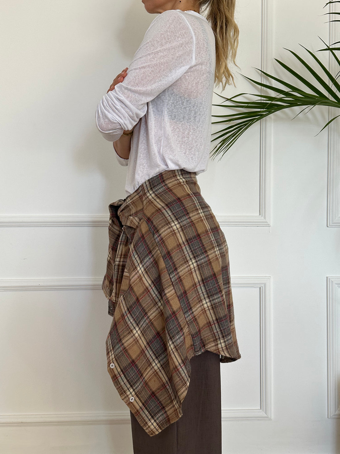 חולצת SOHO משבצות חומות