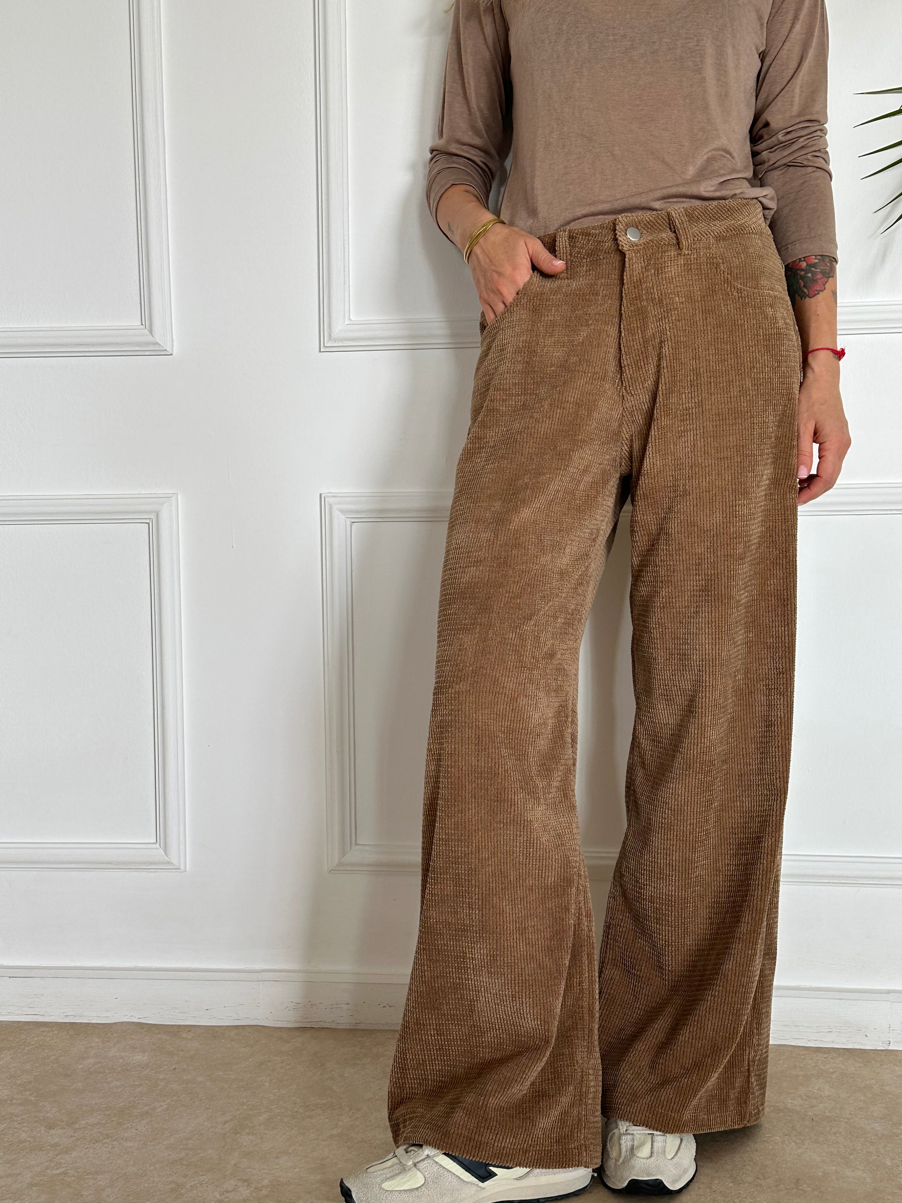 מכנסי קורדרוי קרמל