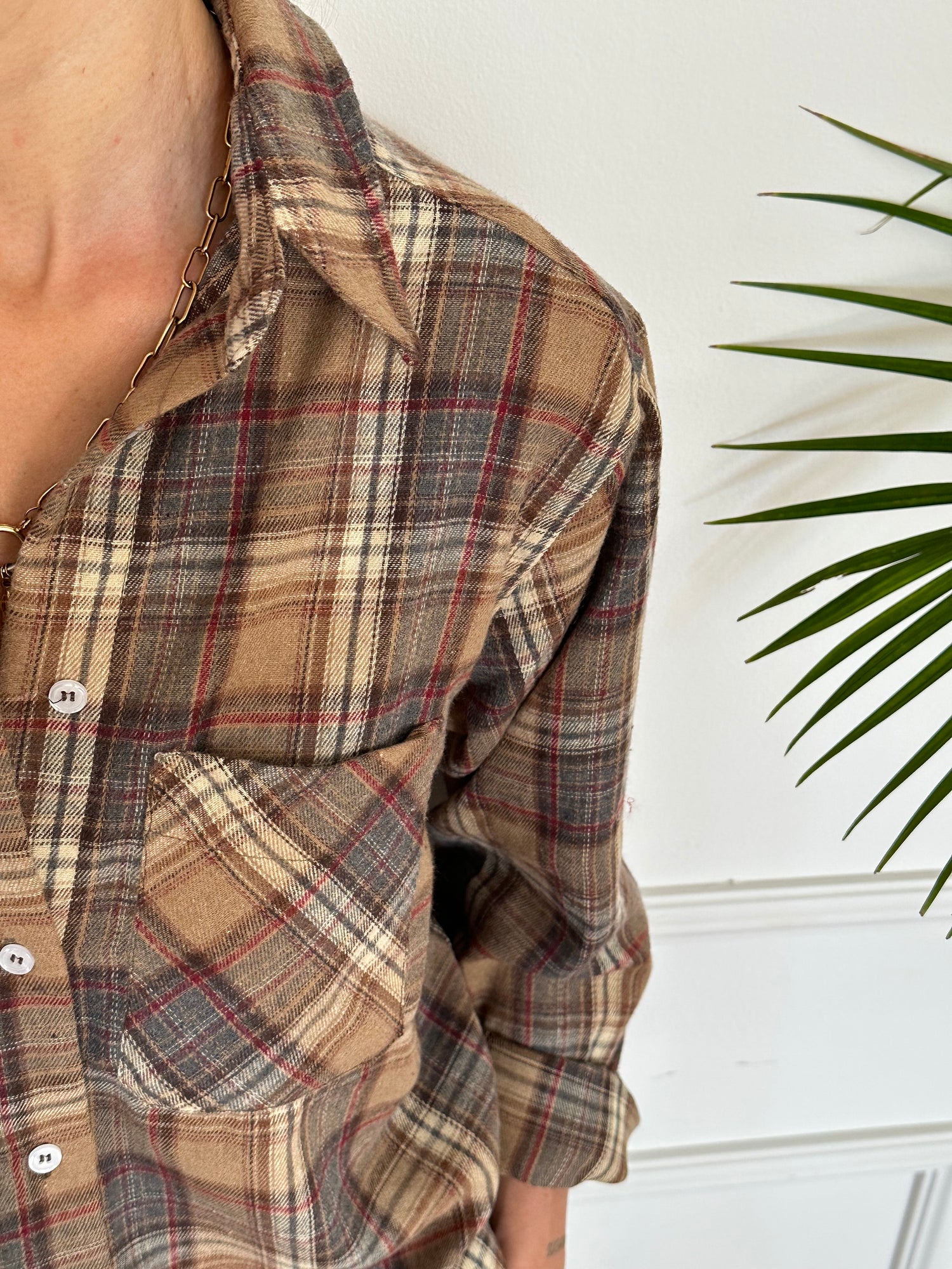 חולצת SOHO משבצות חומות