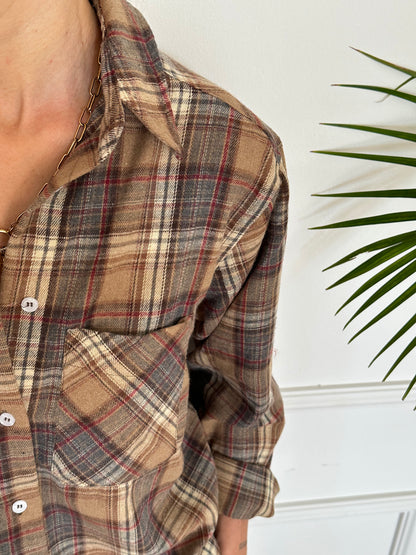 חולצת SOHO משבצות חומות