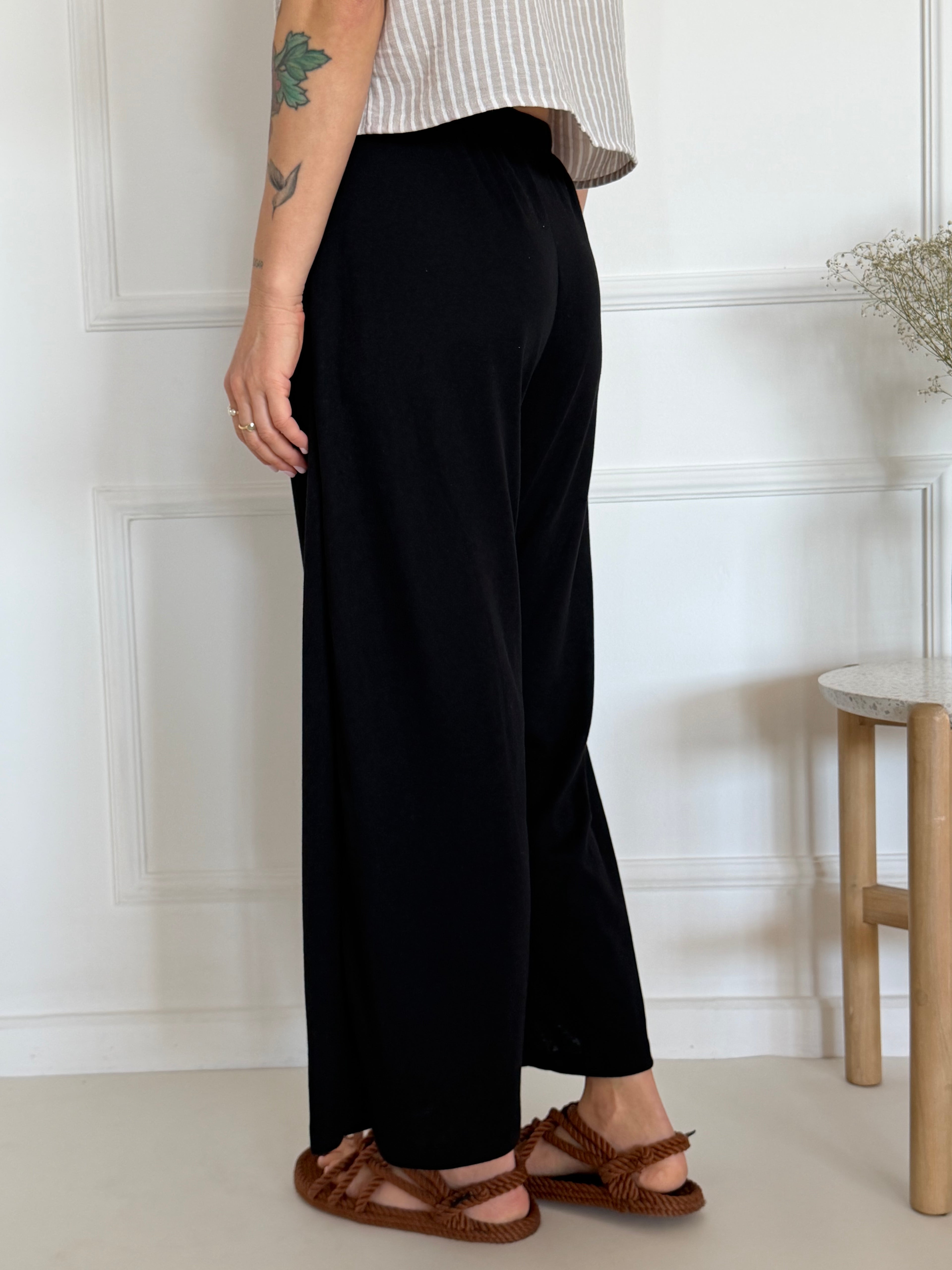 מכנסי 7/8 כותנת עננים BLACK