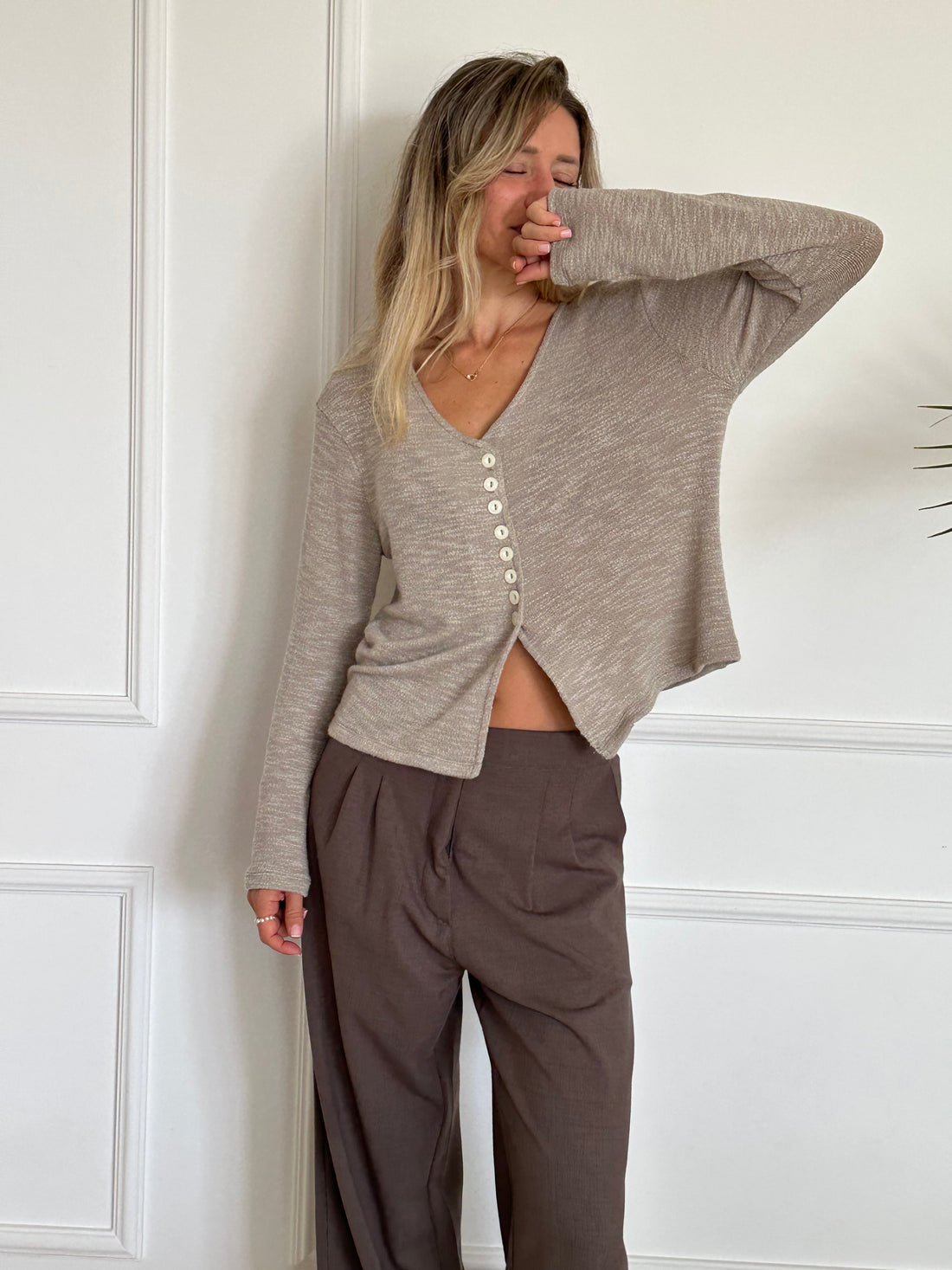 סריג קרדיגן אפור