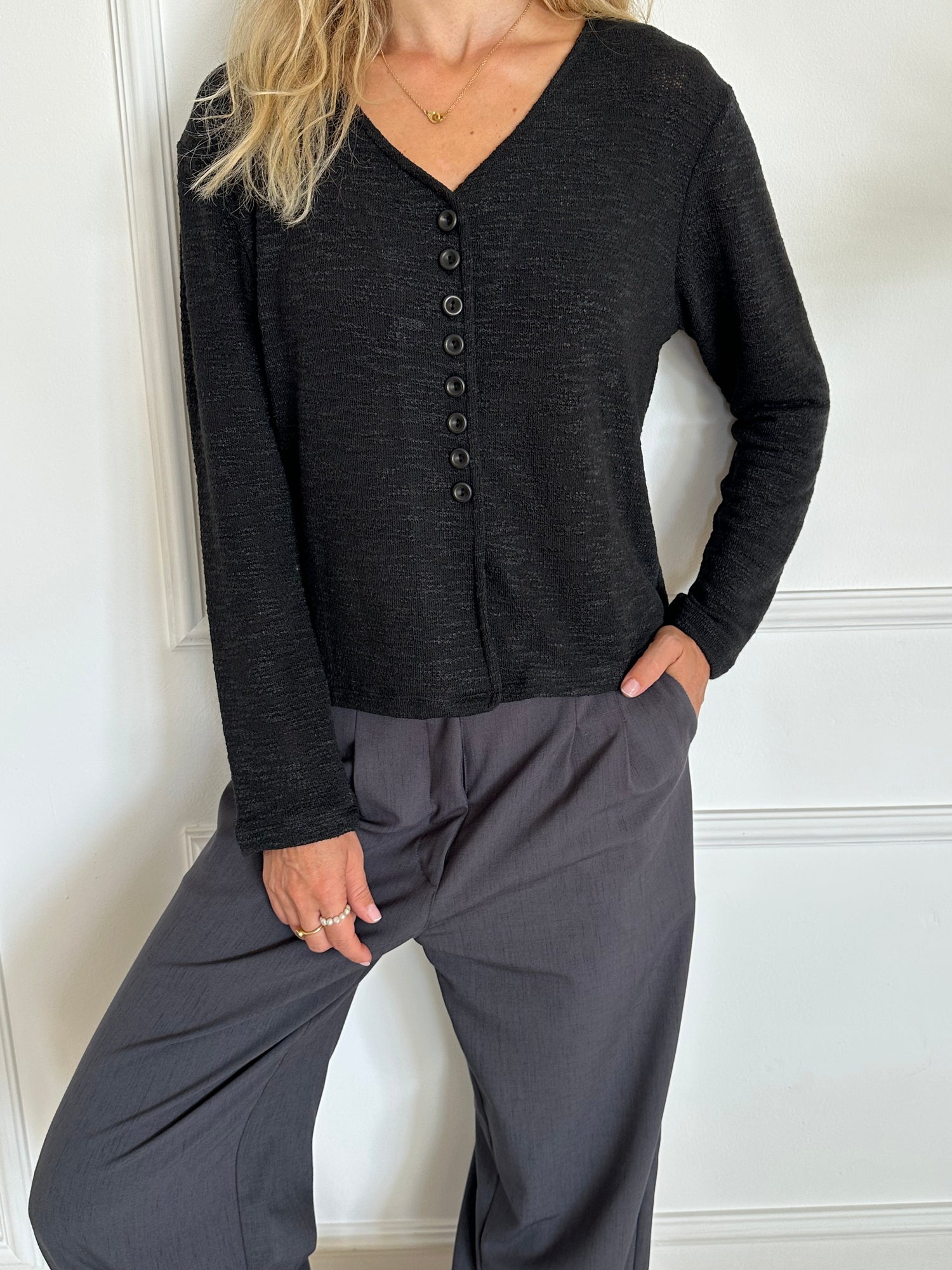 סריג קרדיגן שחור