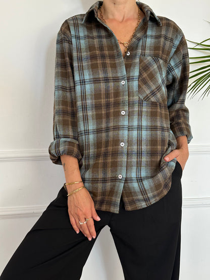 חולצת SOHO משבצות טורקיז