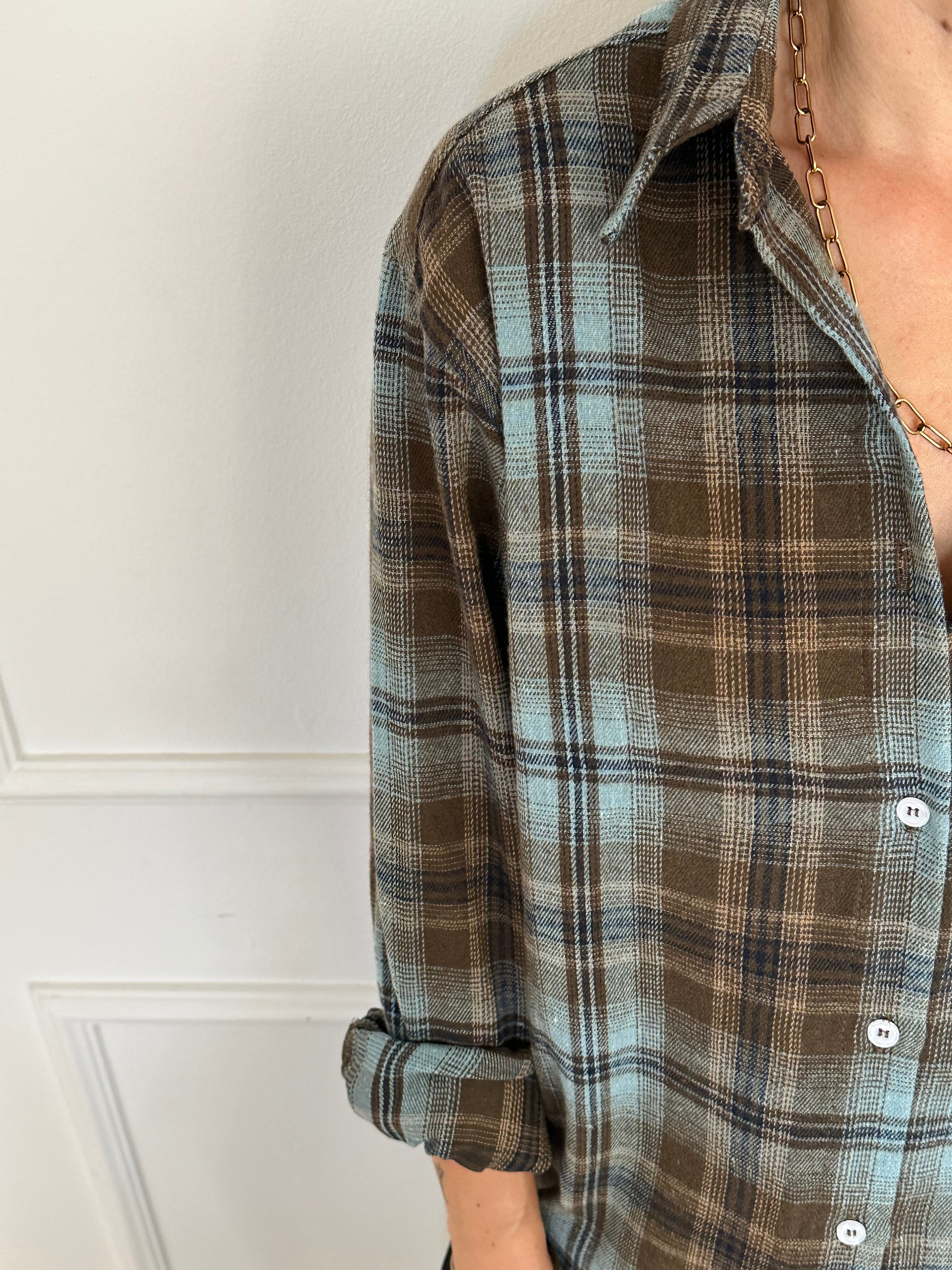 חולצת SOHO משבצות טורקיז