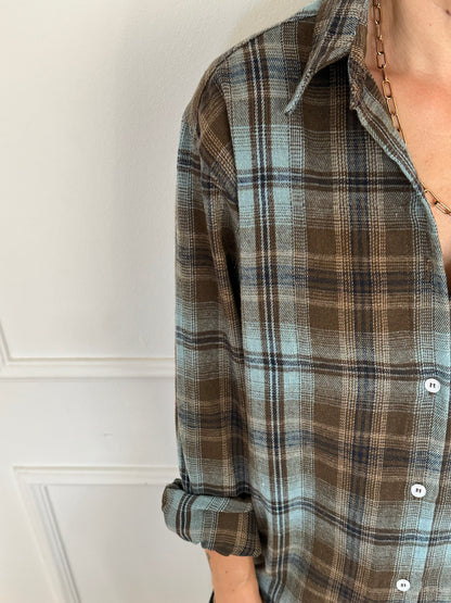 חולצת SOHO משבצות טורקיז