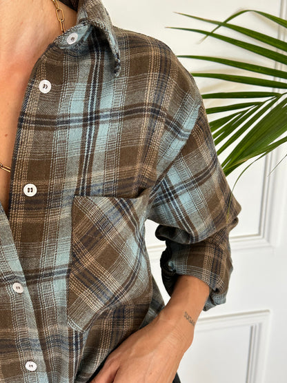 חולצת SOHO משבצות טורקיז